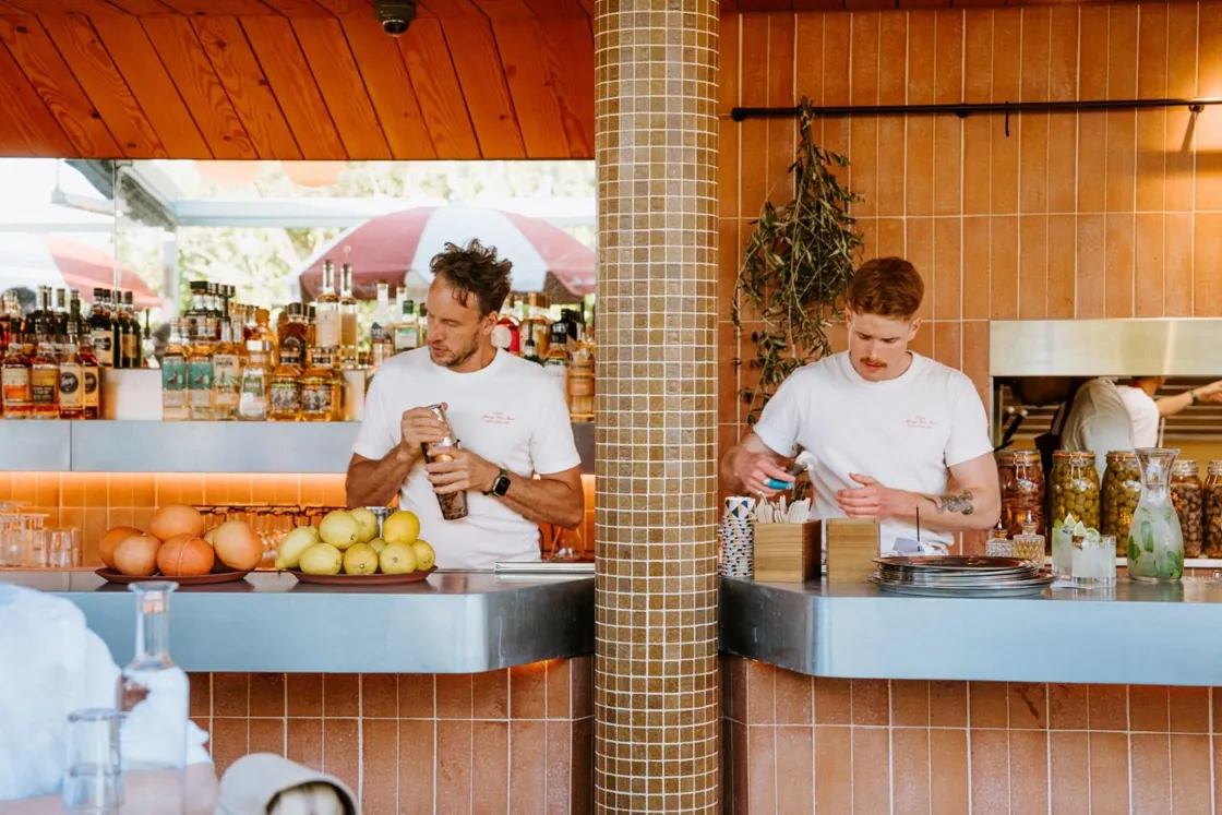 Johnny's Green Room — behind the bar